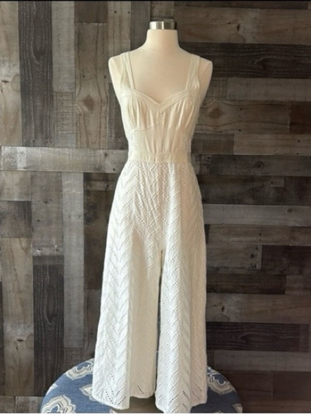 Anthropologie Sleeveless eyelet jumpsuit